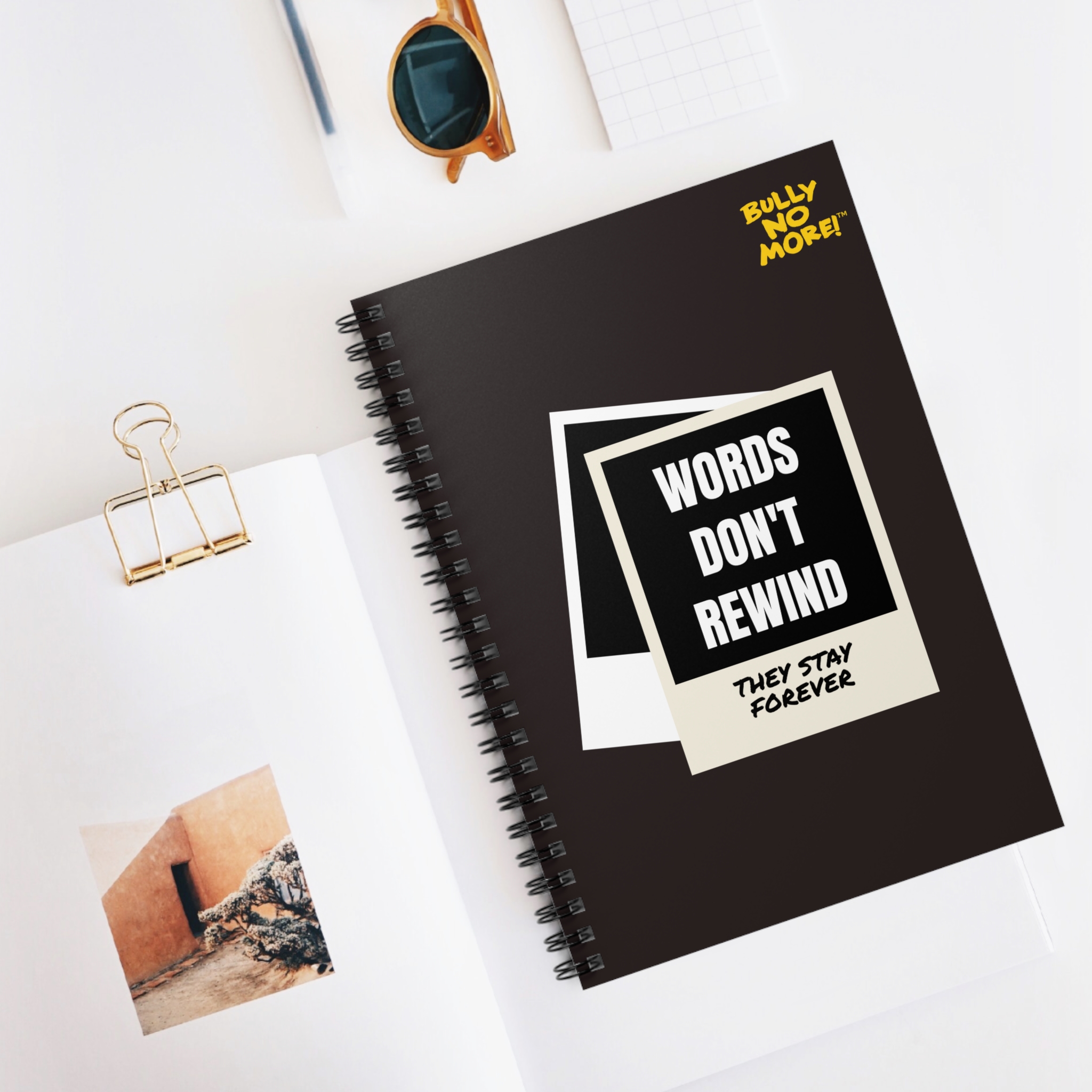 Words Don’t Rewind - Spiral Lined Notebook | Bully No More - Image 5